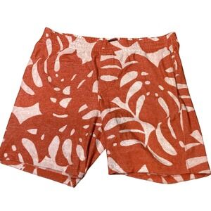 H&M XXL Mens Orange Leaf Print Regular Fit Casual Shorts‎ - NWT
